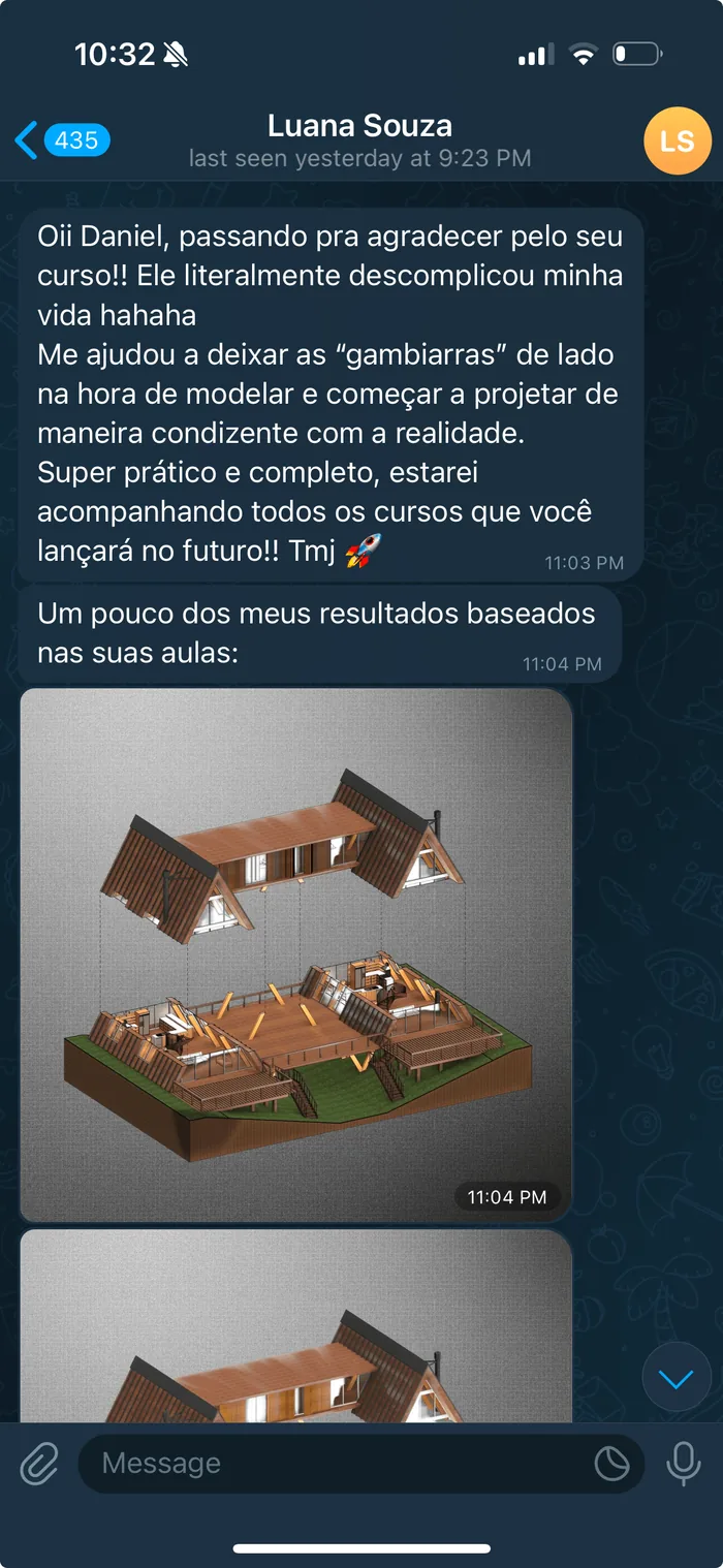 Print de depoimento de um aluno do Revit do Zero ao Expert
