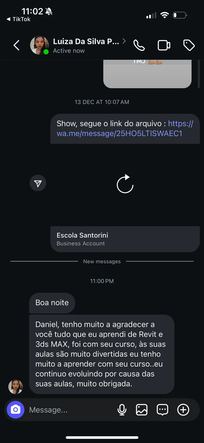Print de depoimento de um aluno do Revit do Zero ao Expert