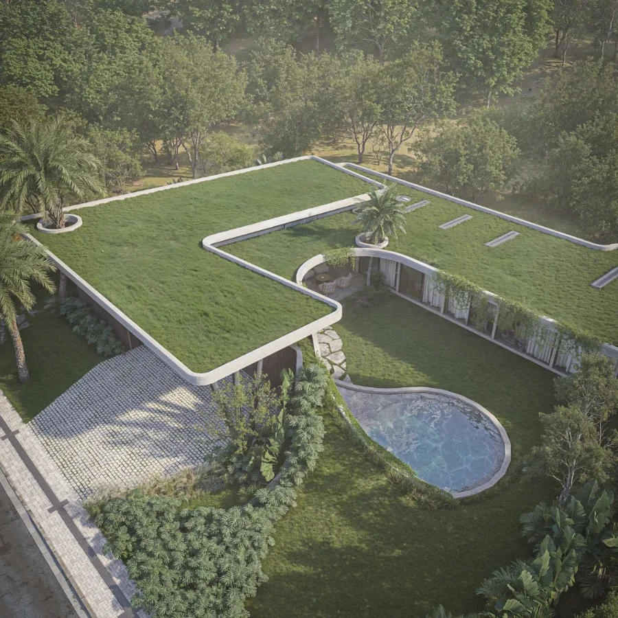 Residência com paisagismo e área externa desenvolvida no projeto