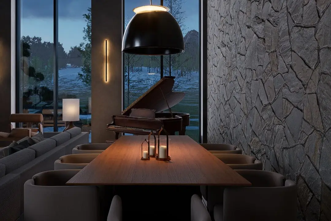 Render de cozinha com hierarquia de iluminação no D5 Render