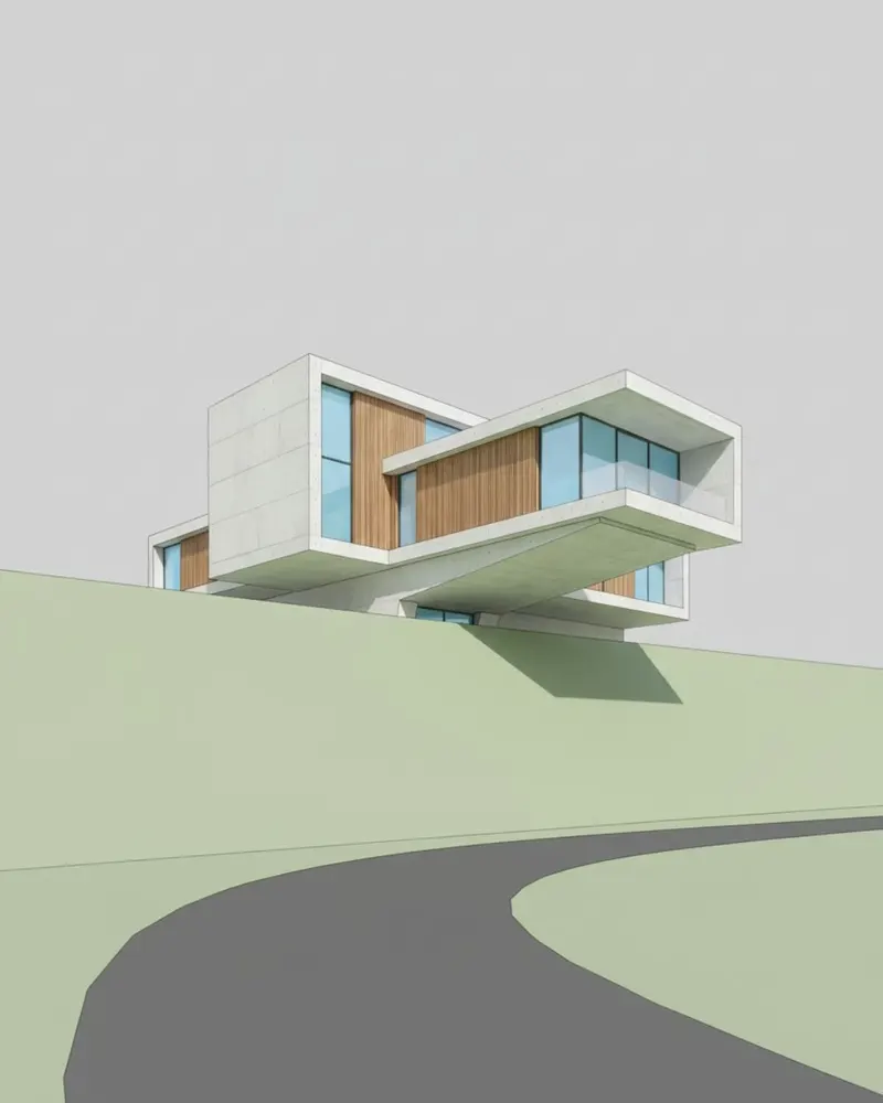 Print do modelo 3D da mesma casa, sem materiais, entorno ou tratamento de luz